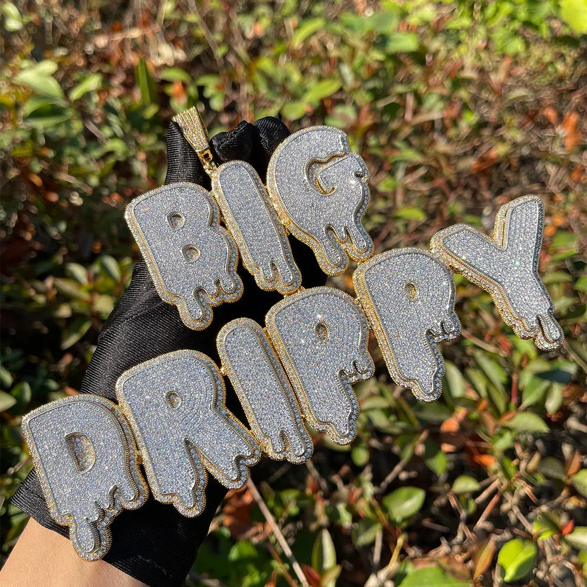 Drip and Shine Iced Out Personalized Custom Name Necklace Pendant - Luxury Custom Jewelry - CaratixJewelry